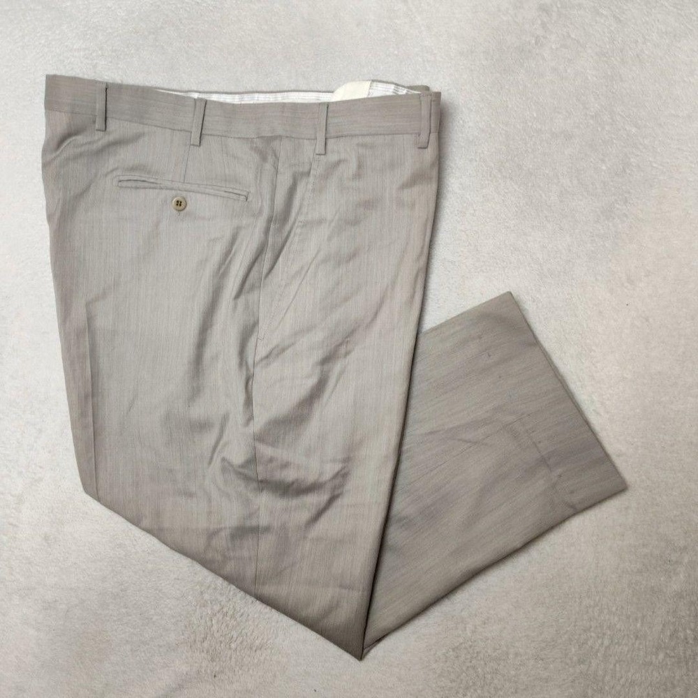 Zanella Pants Mens 40x25 Beige Wool Straight Ken Dress Slacks Italy Suit Trouser